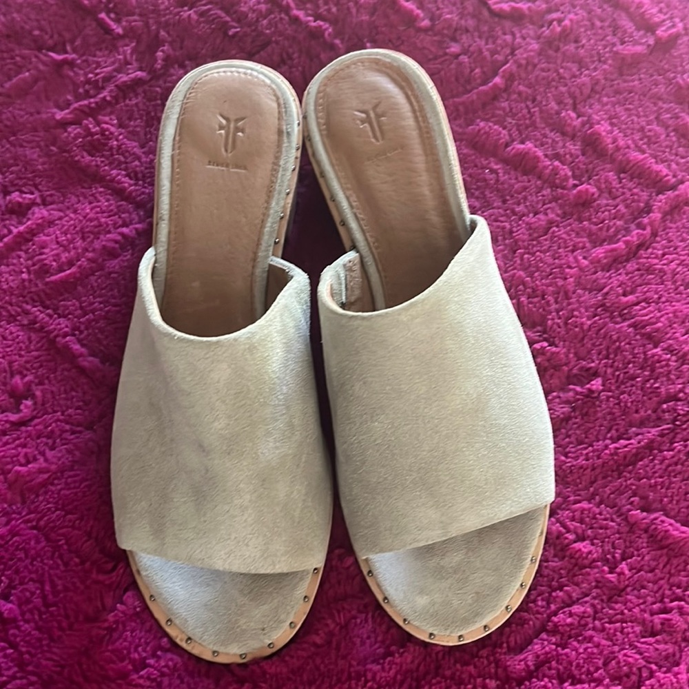 Frye suede mules - like new!